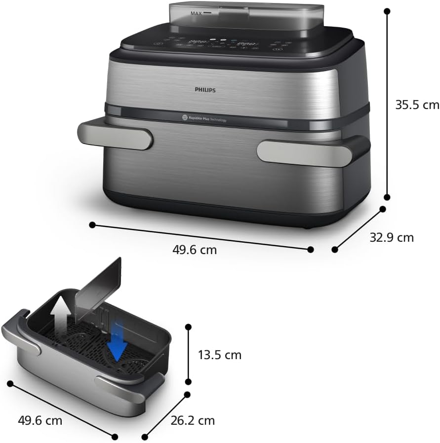 Philips AirFryer 5000 Series Flex 9.5L Megabasket Steam Airfryer Black