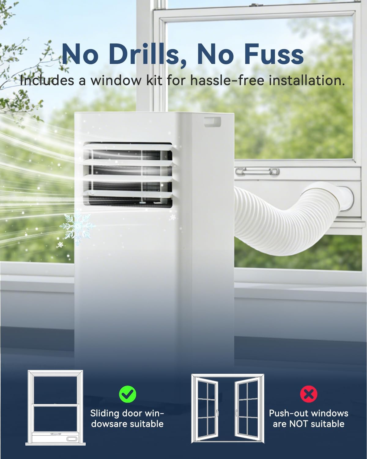 Portable Air Conditioner 9000 BTU Smart WiFi 5-in-1 Cooling Unit 25m² White
