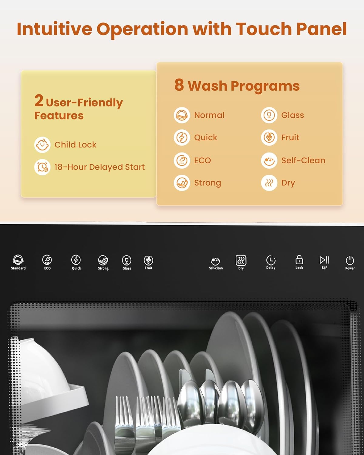 HAVA TDJR09 Table Top Dishwasher 5L 8 Programmes Black