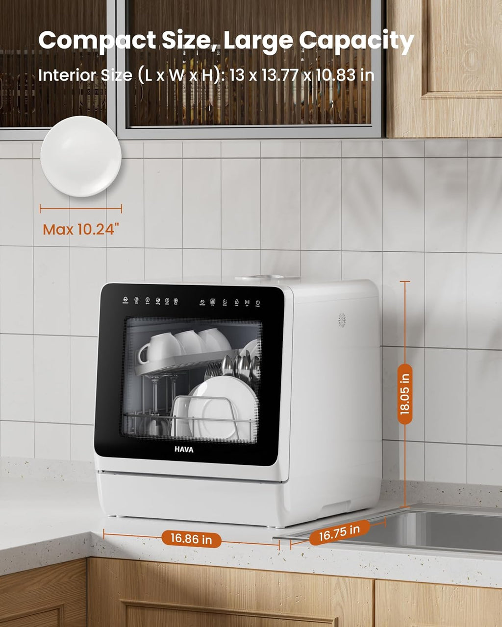 HAVA TDJR09 Table Top Dishwasher 5L 8 Programmes Black