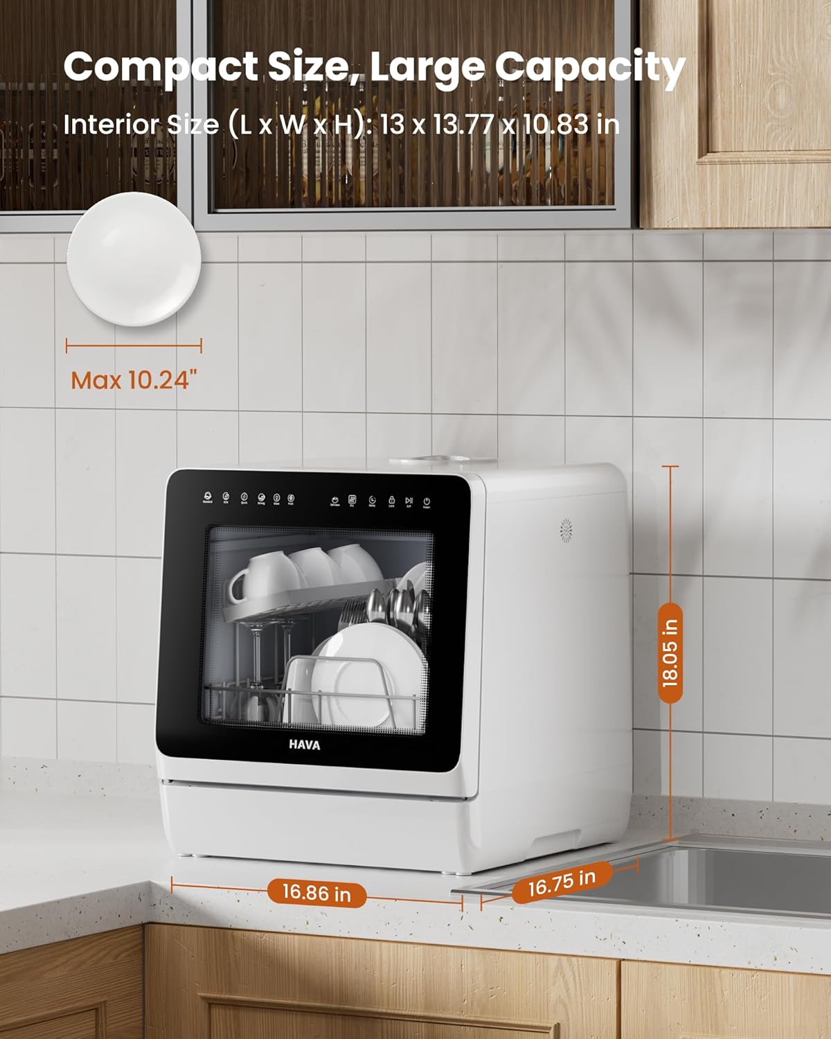 HAVA TDJR09 Table Top Dishwasher 5L 8 Programmes Black