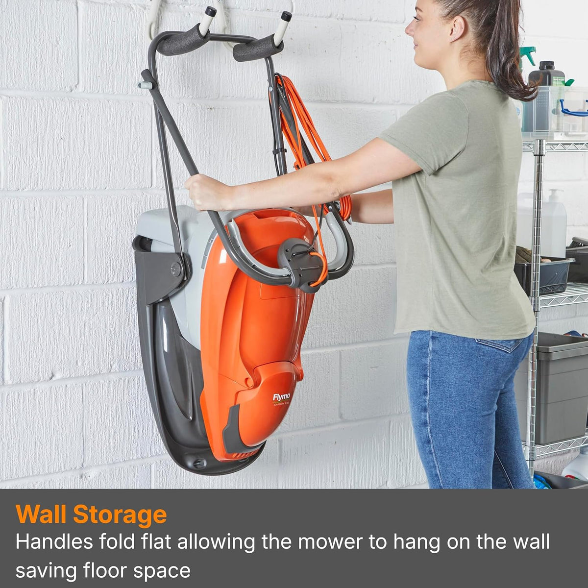 Hover Lawn Mower 36cm 2000W 26L Grass Box 4 Cutting Heights Orange Grey