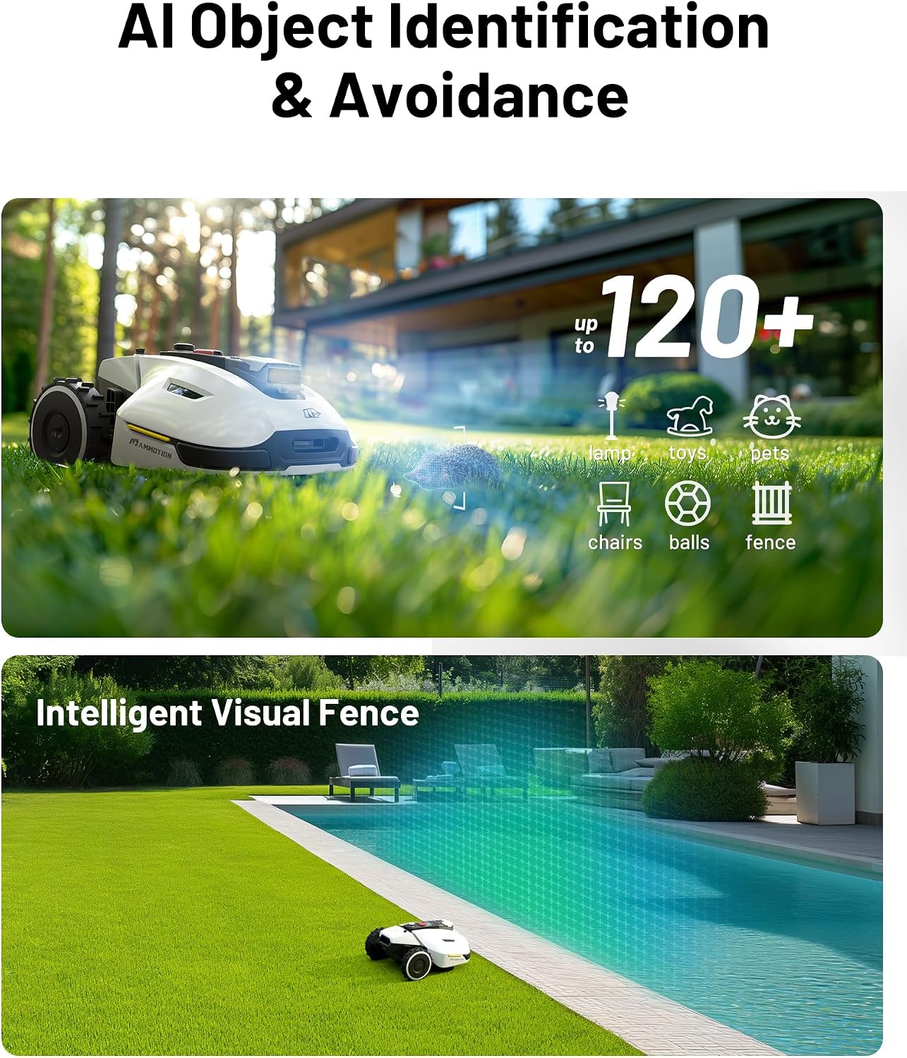 Mammotion YUKA 3000 Perimeter Wire-Free Robot Lawn Mower 3000 m² 4G Auto Mapping White