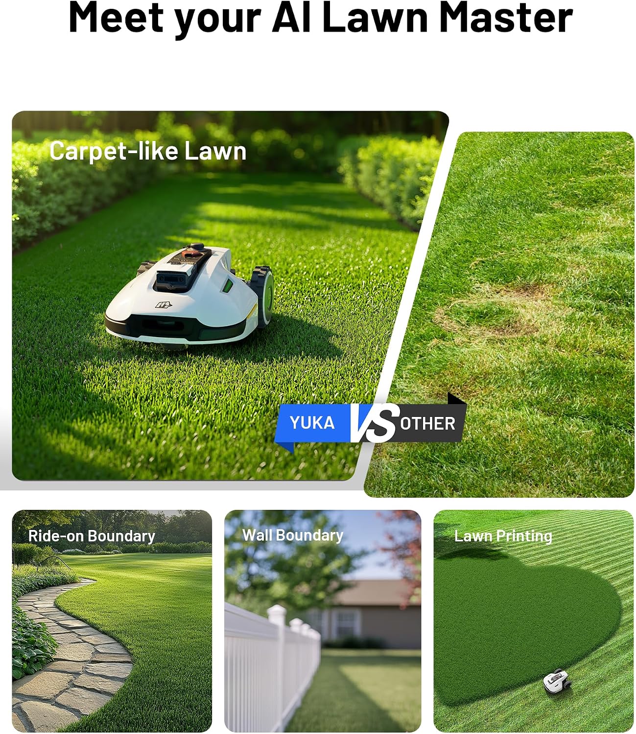 Mammotion YUKA 3000 Perimeter Wire-Free Robot Lawn Mower 3000 m² 4G Auto Mapping White