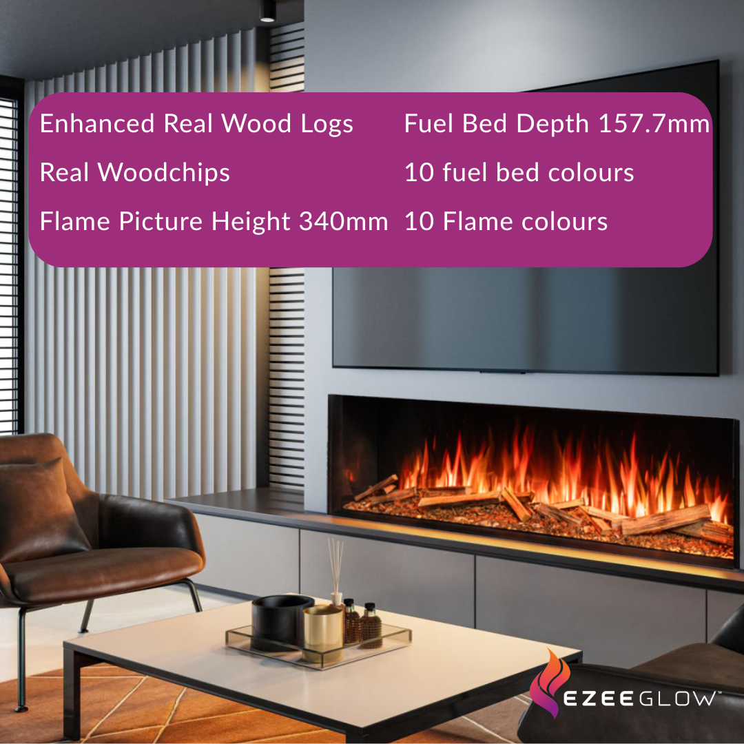 Ezee Glow Expanse 60" Built-In Media Wall Electric Fire